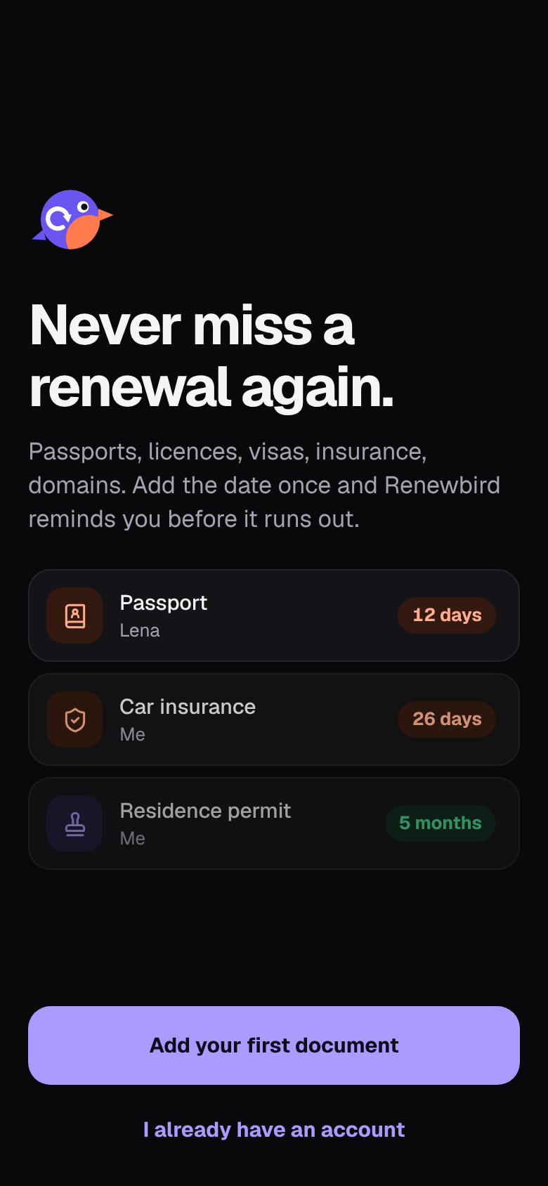 Renewbird Plus with monthly, yearly and lifetime options